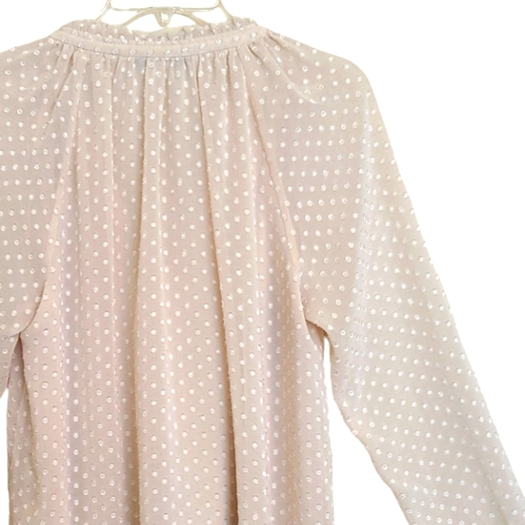 Diane Von Furstenberg Swiss dot cream long sleeved blouse - Picture 7 of 13